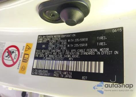 2015 Lexus Nx 200T F Sport из США, поврежденный, VIN JTJBARBZ7F2022707